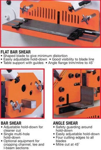 Q35y Series Multifunctional Hydraulic Iron Worker Combined Shearing And Punching Machine Q35y-serien multifunksjonell hydraulisk jernarbeider kombinert klippe- og stansemaskin
